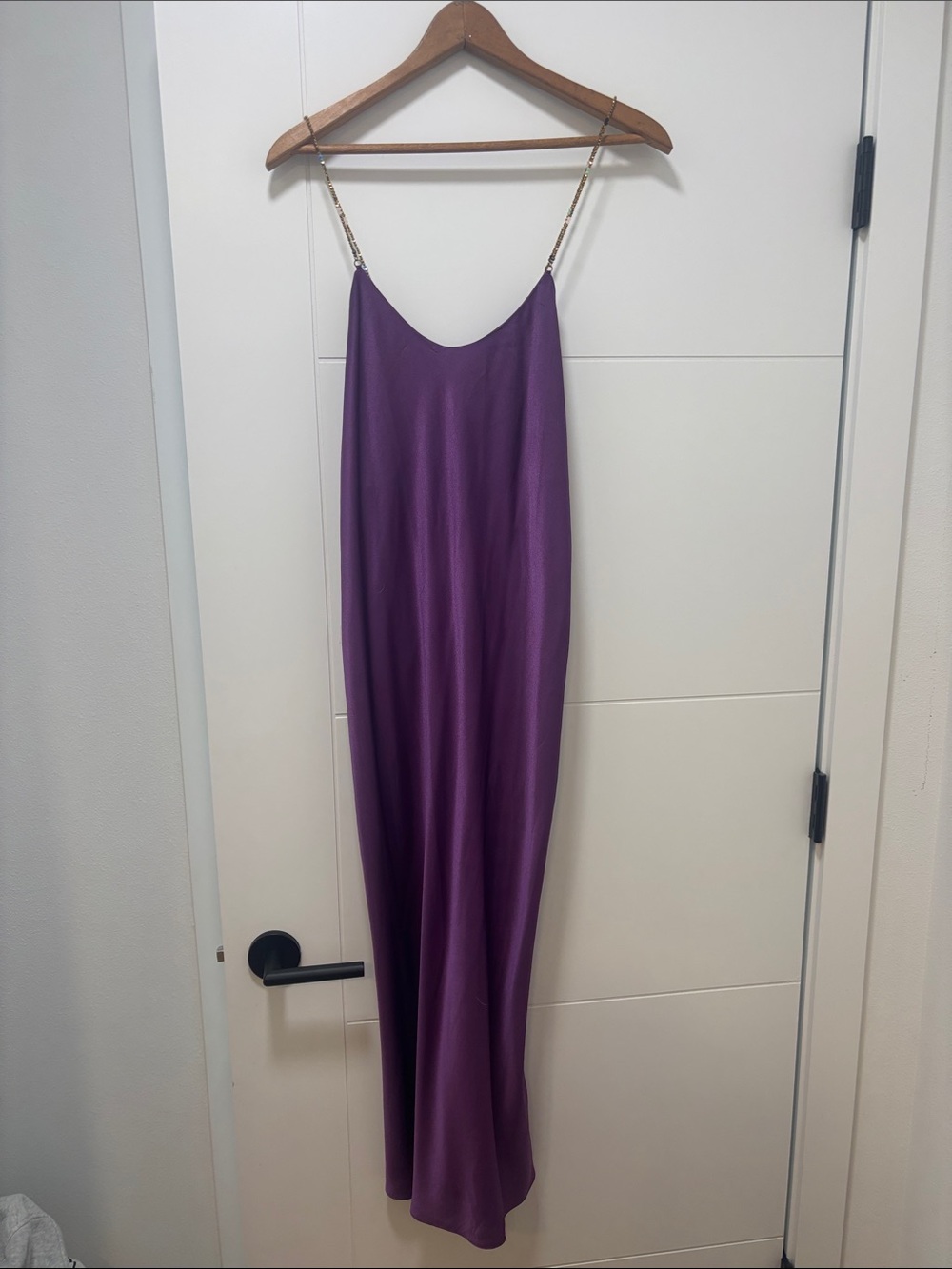 BA&SH Women's Purple Slip Dress with Beaded Straps